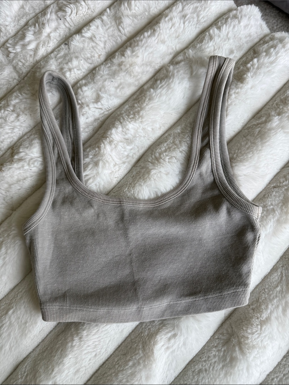 Zara Ribbed Tank Bralette in Taupe Gray